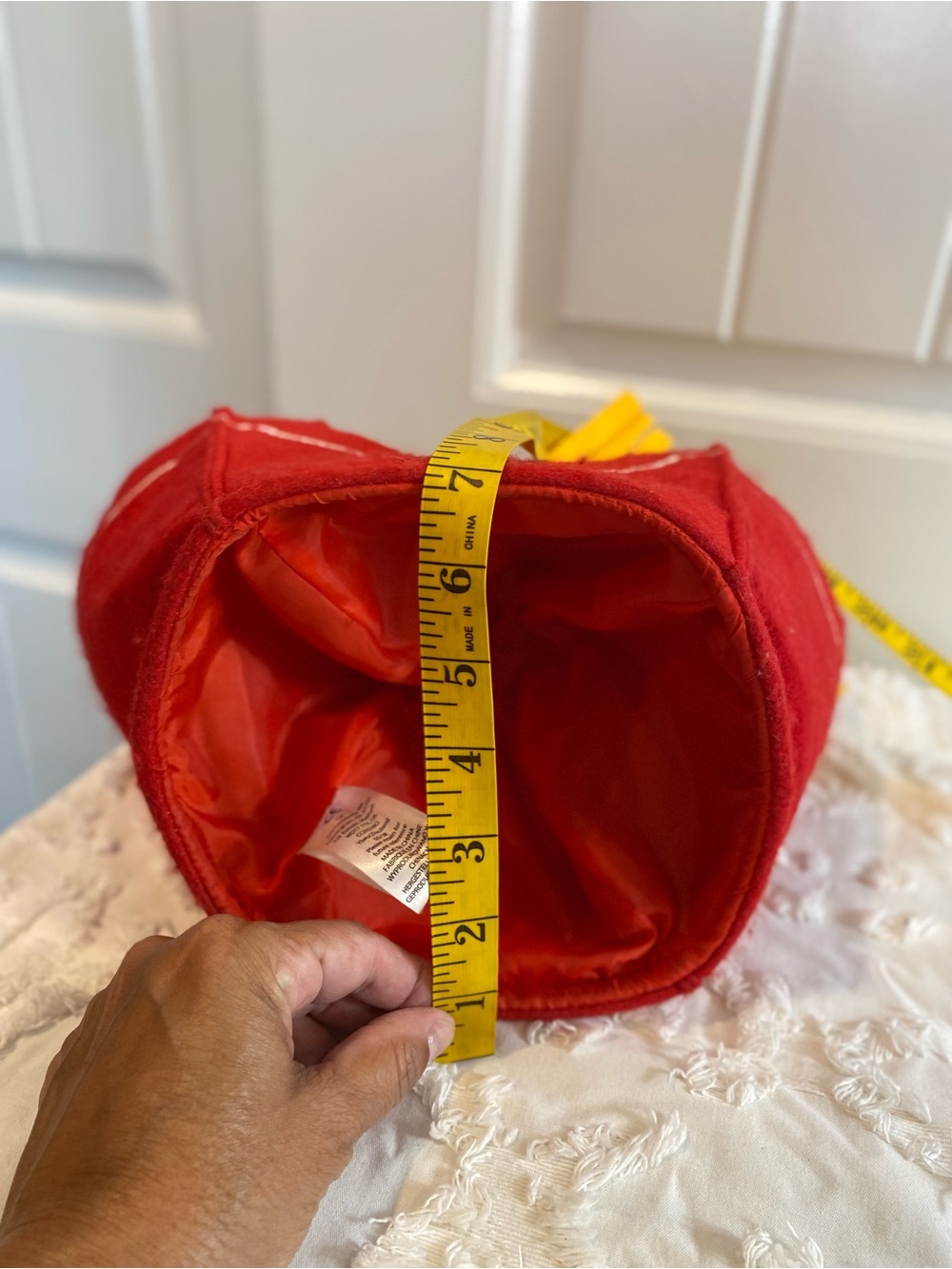 Red Felt Fry Hat with Yellow Fringe - Picture 12 of 12